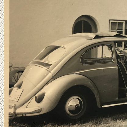 Vintage Photo Photograph Snapshot Women with VW Volkswagen Beetle Bug Car