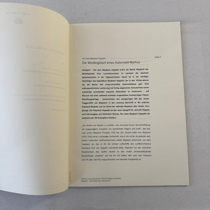 2009 Maybach 62 Zeppelin Car Press Kit Photo Brochure GERMAN