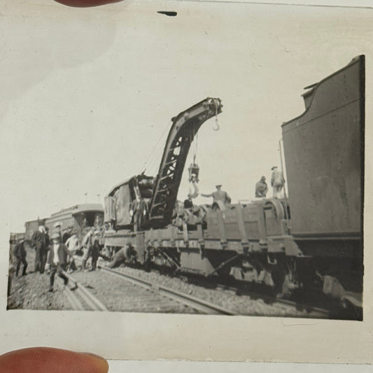 Antique Glass Plate Lantern Slide Photo Train with Crane