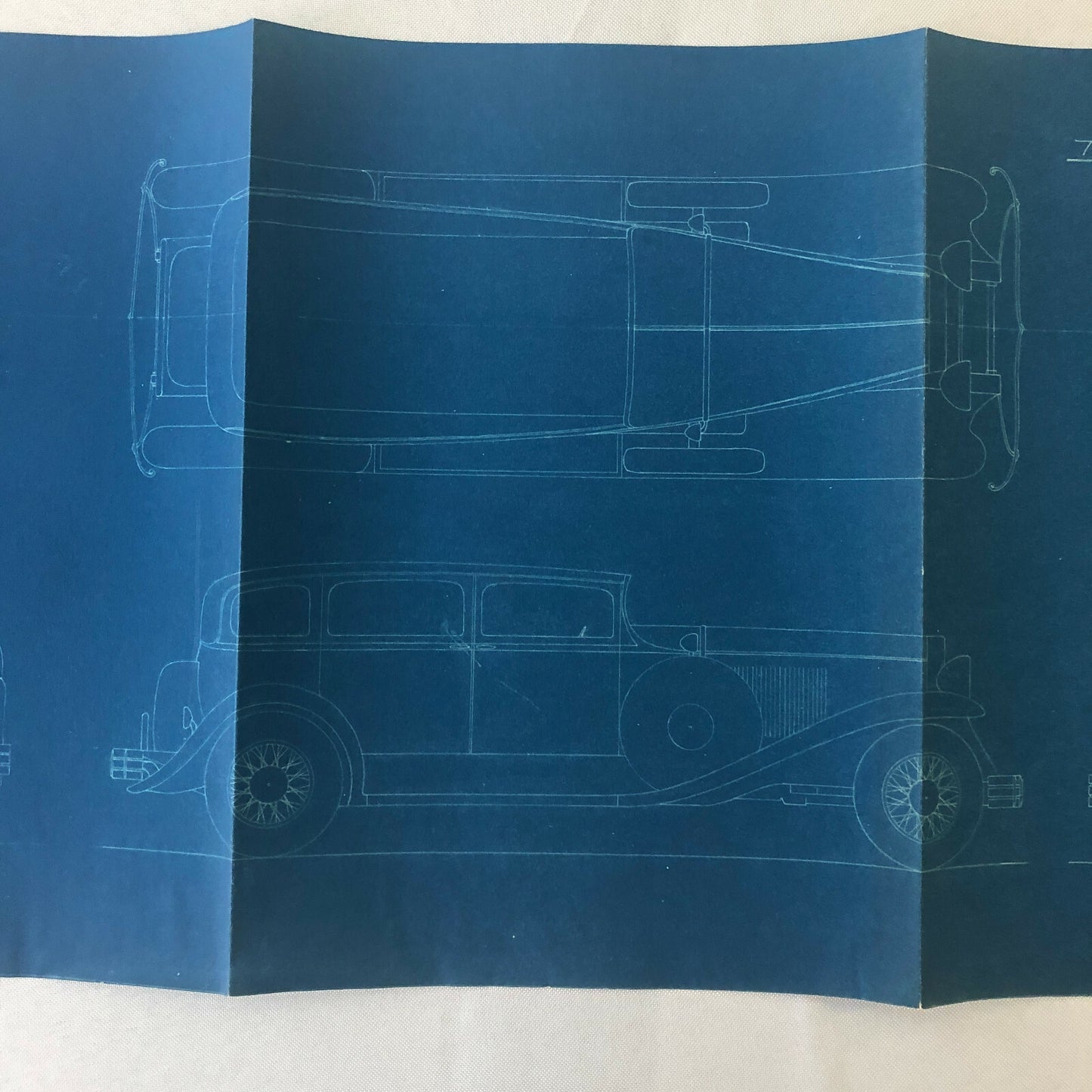 1929 Coachbuilder Car Design Blueprint Rendering Blue Print Sedan Body Style