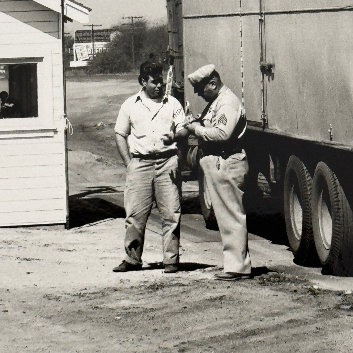 California Highway Truck Inspection Station Vintage Photo Photograph 1947