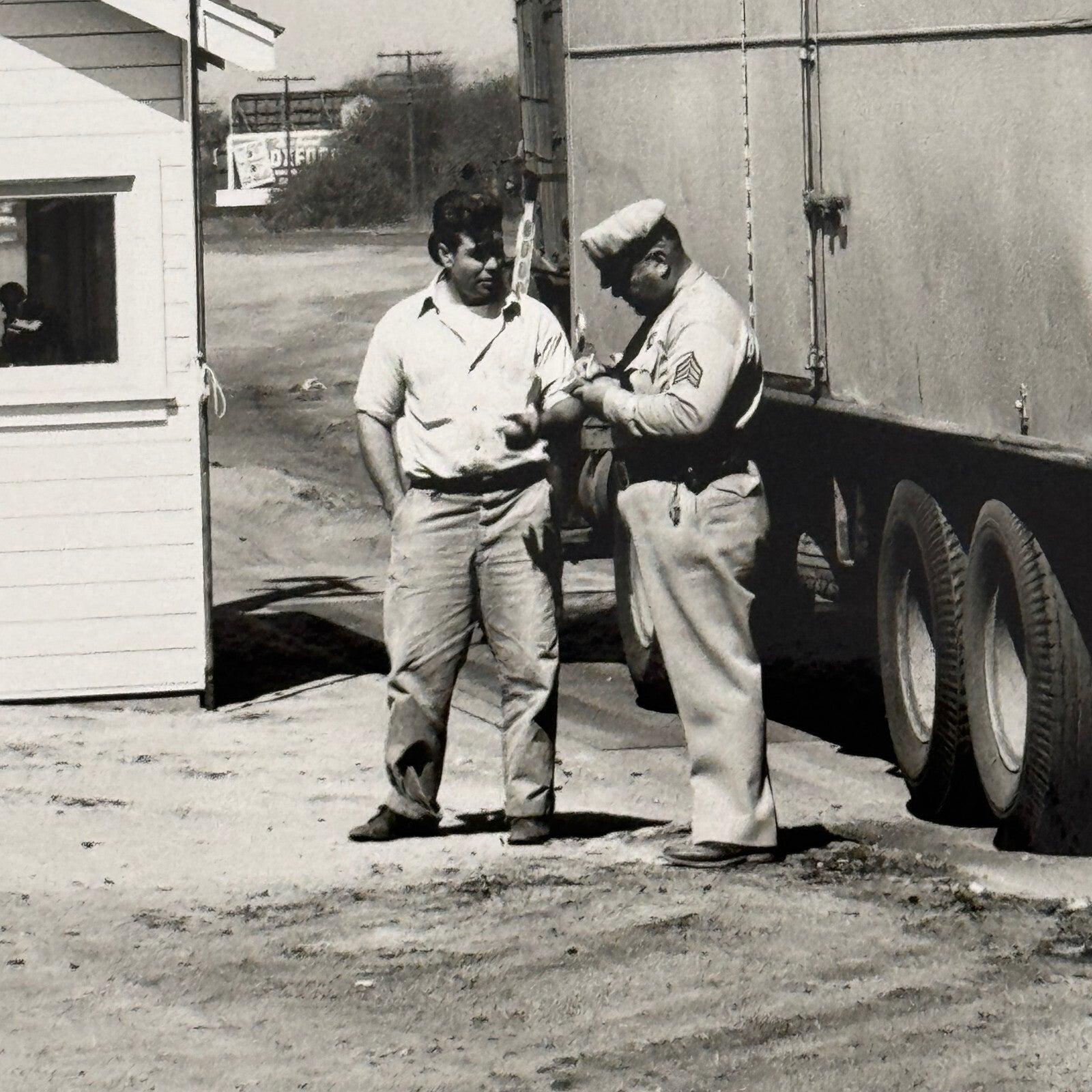 California Highway Truck Inspection Station Vintage Photo Photograph 1947