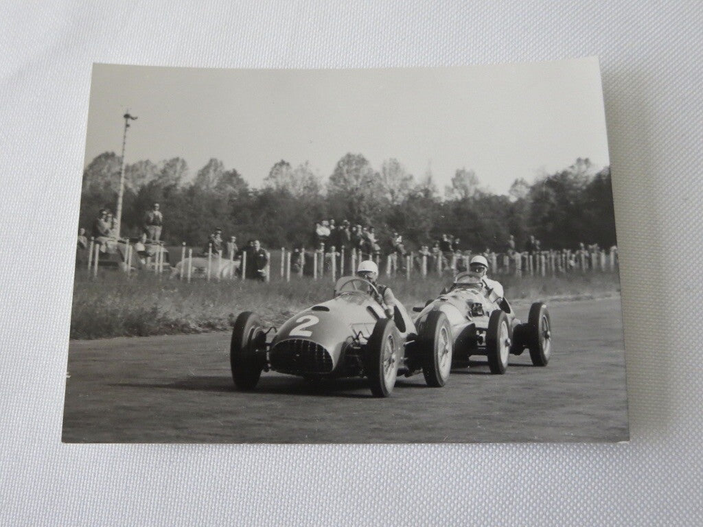 Vintage 1951 Racing Photo Photograph Stirling Moss at Monza Italy Italian