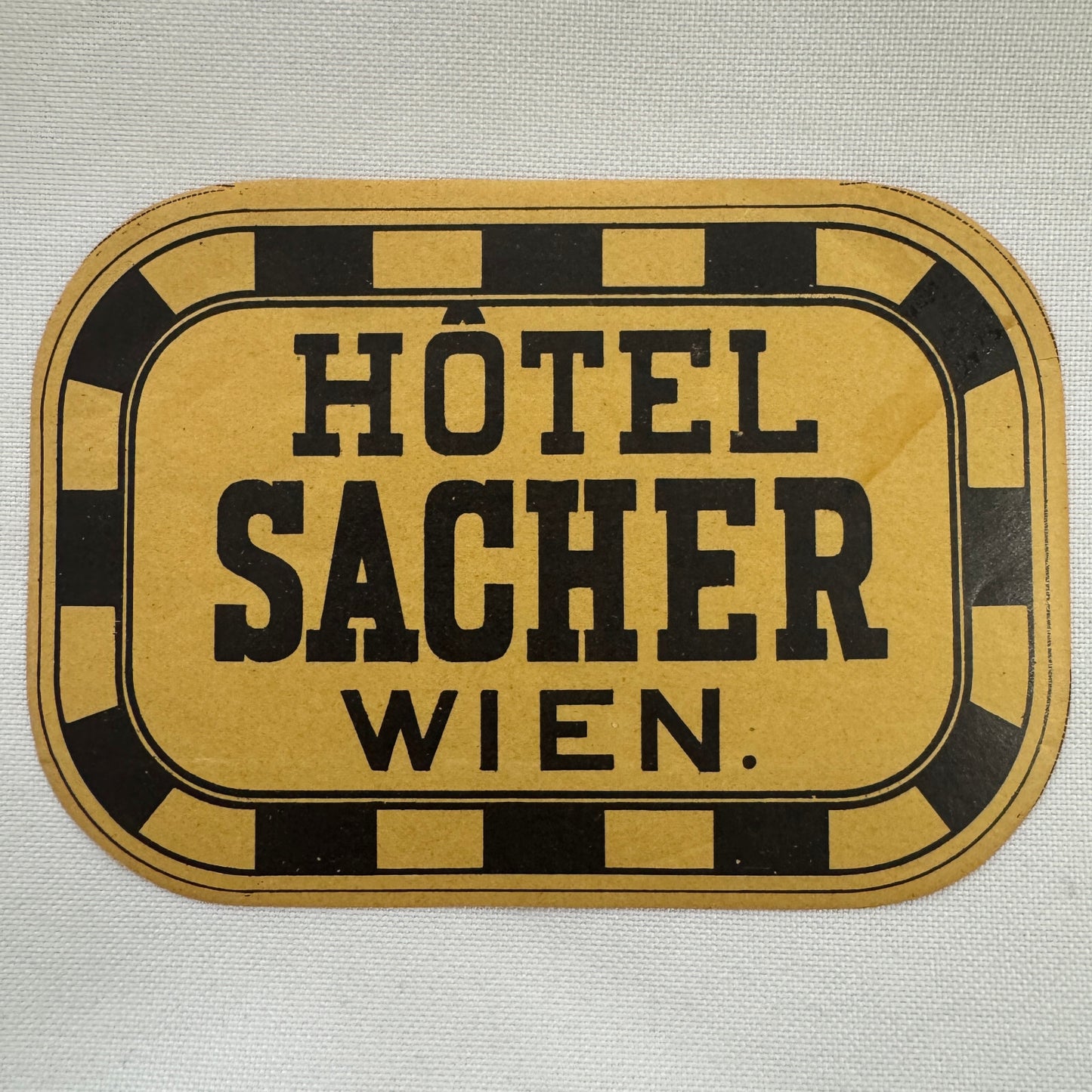 Vintage Travel Luggage Label Hotel Sacher Wien Vienna Austria
