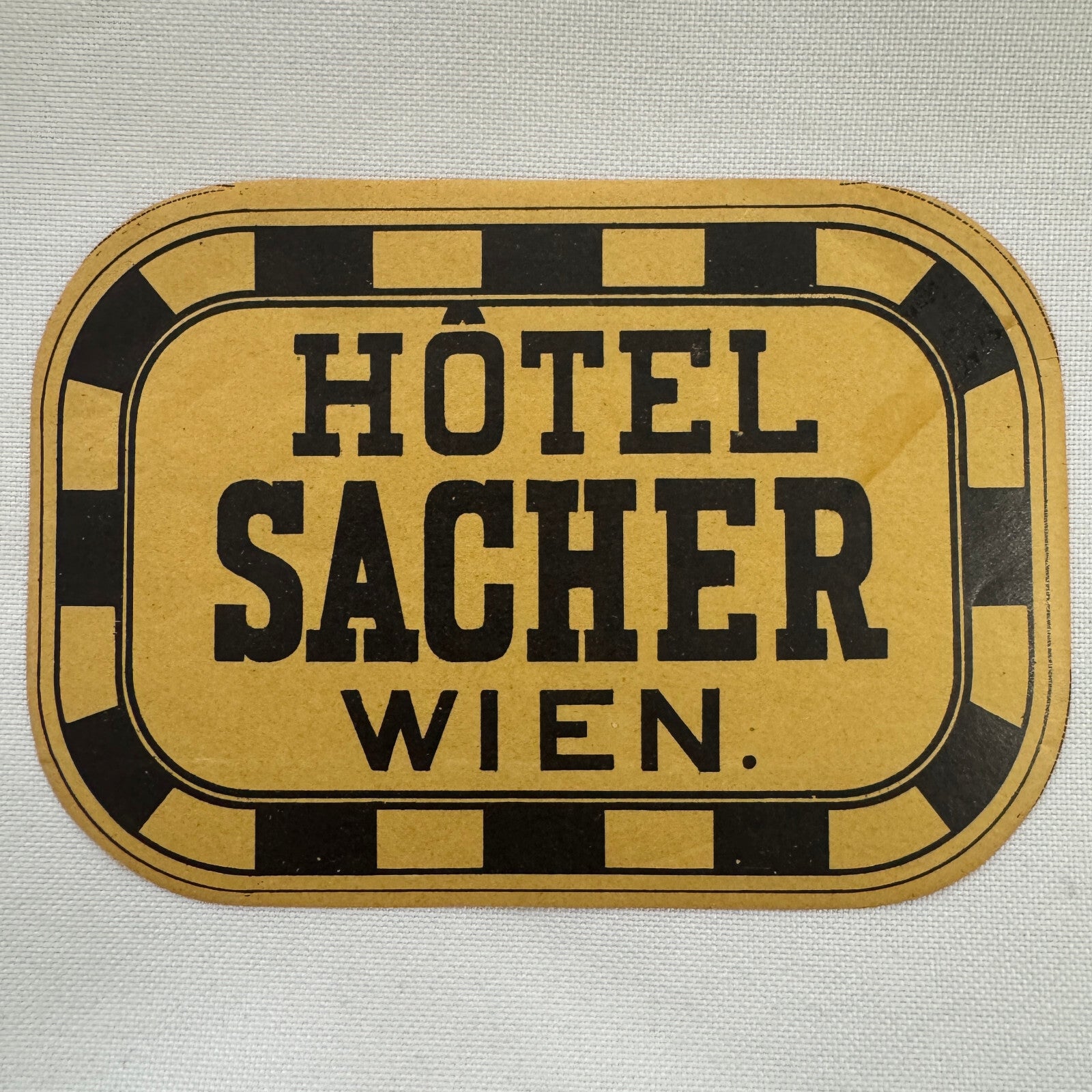Vintage Travel Luggage Label Hotel Sacher Wien Vienna Austria