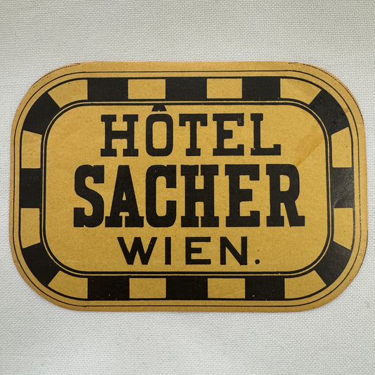 Vintage Travel Luggage Label Hotel Sacher Wien Vienna Austria