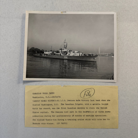 Vintage Royal Canadian Navy Military Ship HMCS Swansea Boat Visits Washington
