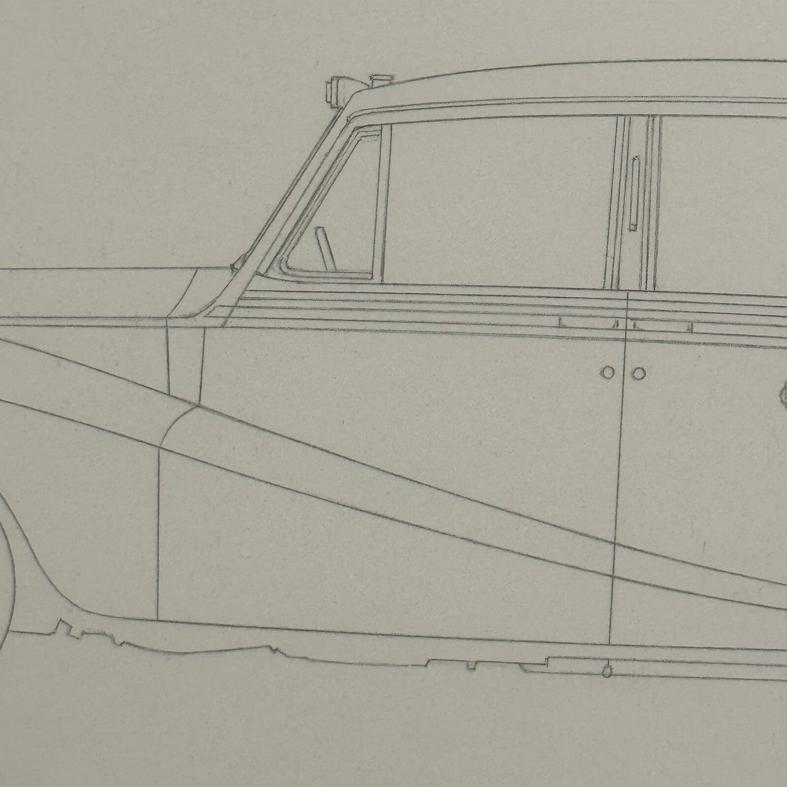 1957 Daimler DK400 Regina Landaulette Car Illustration Art Drawing Hand Drawn