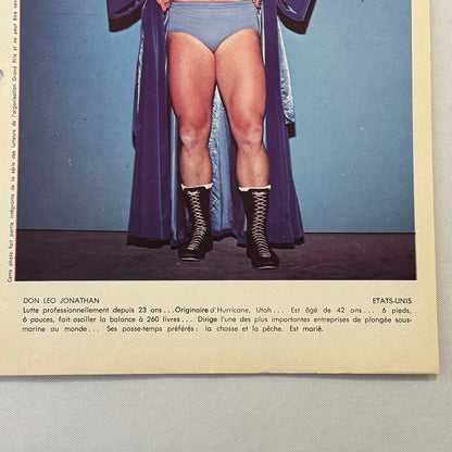 Vintage Wrestling Print Insert Don Leo Jonathan Quebec French 1973