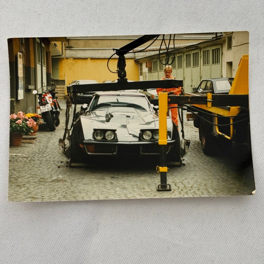 Chevrolet Corvette Parking Crane Germany Photo Photograph Print Lot 2x Mercedes