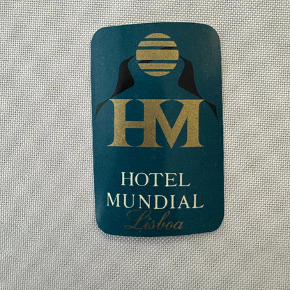 Vintage Hotel Travel Label Hotel Mundial Lisboa Portugal Portuguese