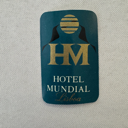 Vintage Hotel Travel Label Hotel Mundial Lisboa Portugal Portuguese