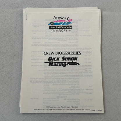 1991 Amway Indy Car Racing Press Kit Brochure Vintage Scott Brayton Driver