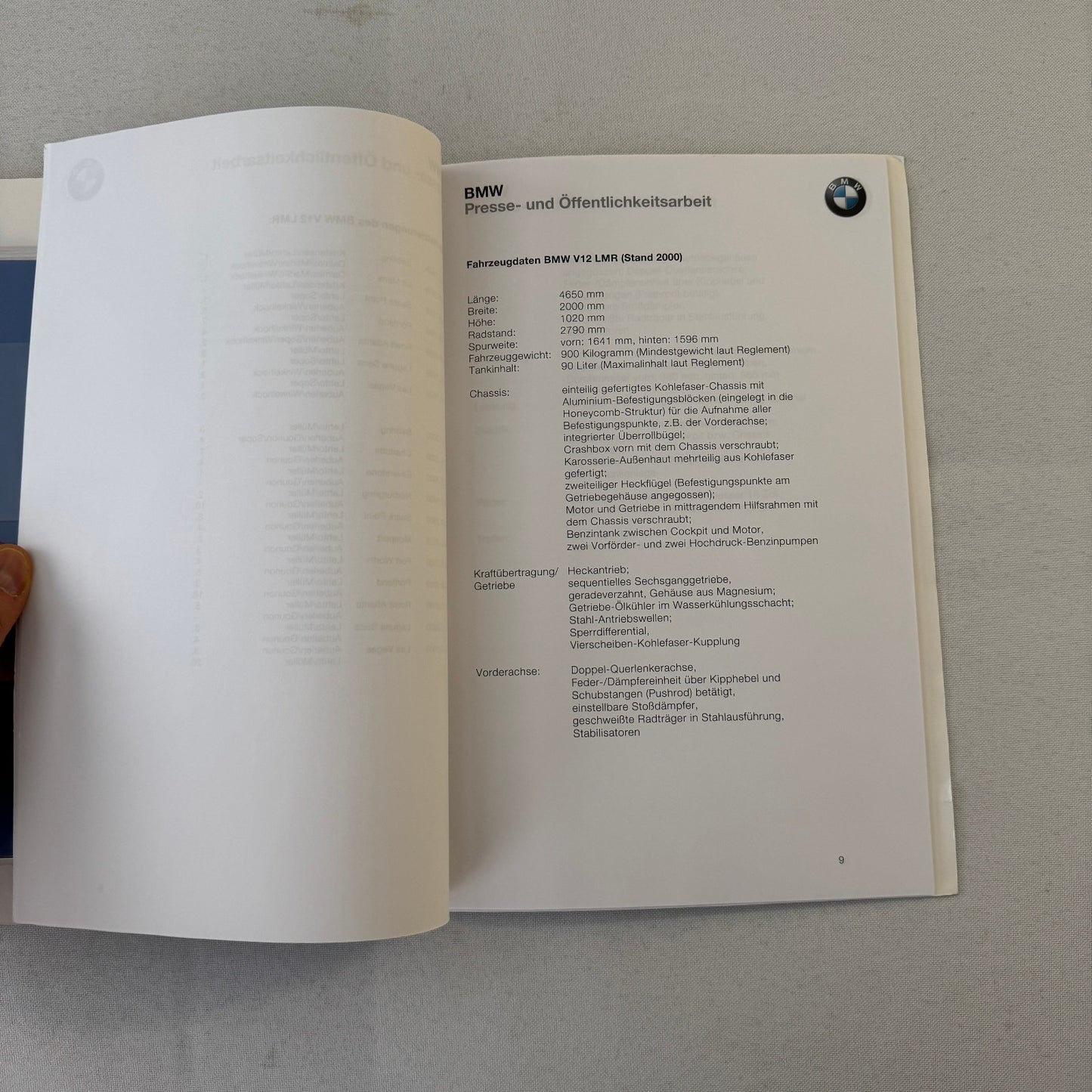 2000 BMW Motorsports Press Kit LeMans ADAC DTC BMW M3 Racing Photos GERMAN