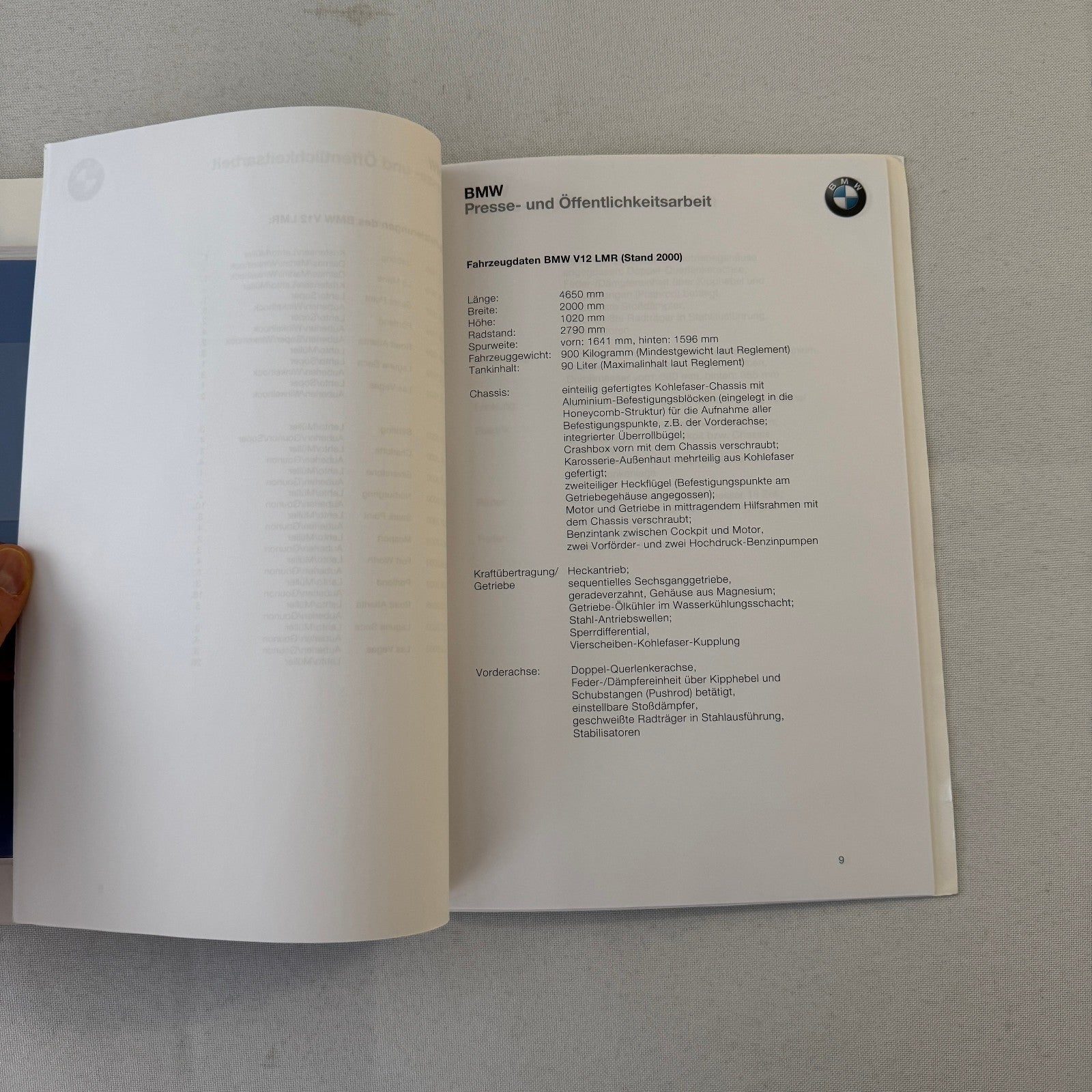 2000 BMW Motorsports Press Kit LeMans ADAC DTC BMW M3 Racing Photos GERMAN