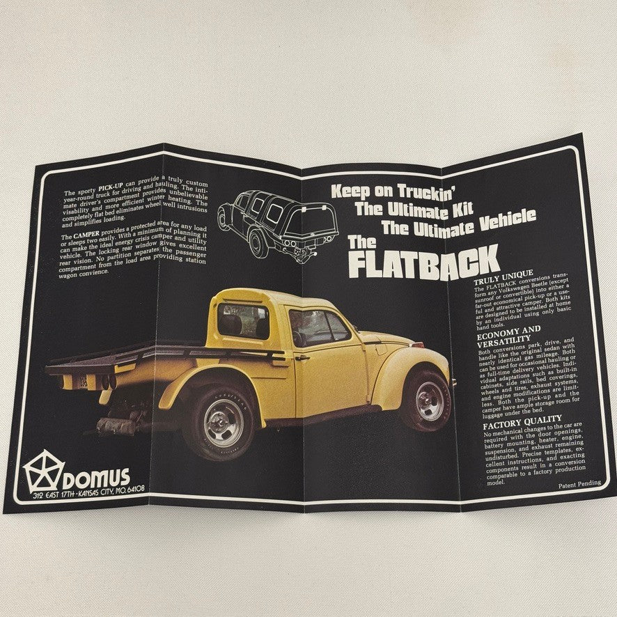 Vintage Kit Car Brochure Domus Flatback Volkswagen Beetle Pickup Conversion VW