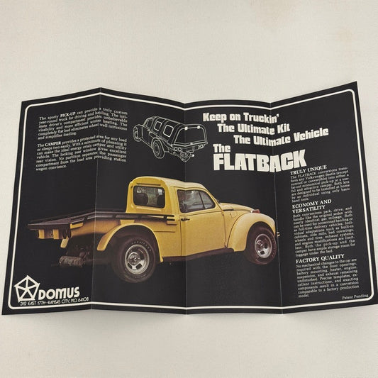 Vintage Kit Car Brochure Domus Flatback Volkswagen Beetle Pickup Conversion VW