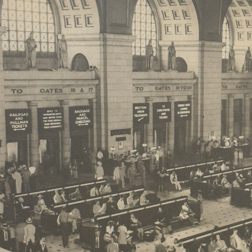 Vintage Train Station Railroad Photograph Washington DC Crowd People Photo Print