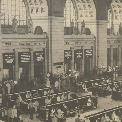 Vintage Train Station Railroad Photograph Washington DC Crowd People Photo Print