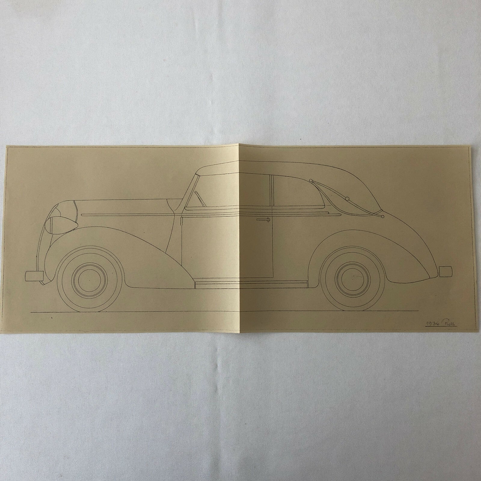 1936 Coachbuilder Car Design Blueprint Rendering Blue Print Coupe Body Style 