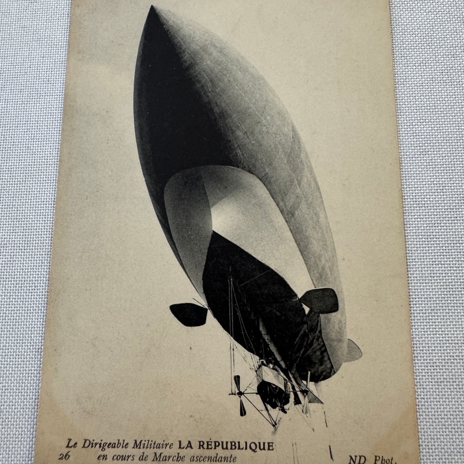 Vintage Zeppelin Airship Dirigible Postcard Post Card French Republique Military