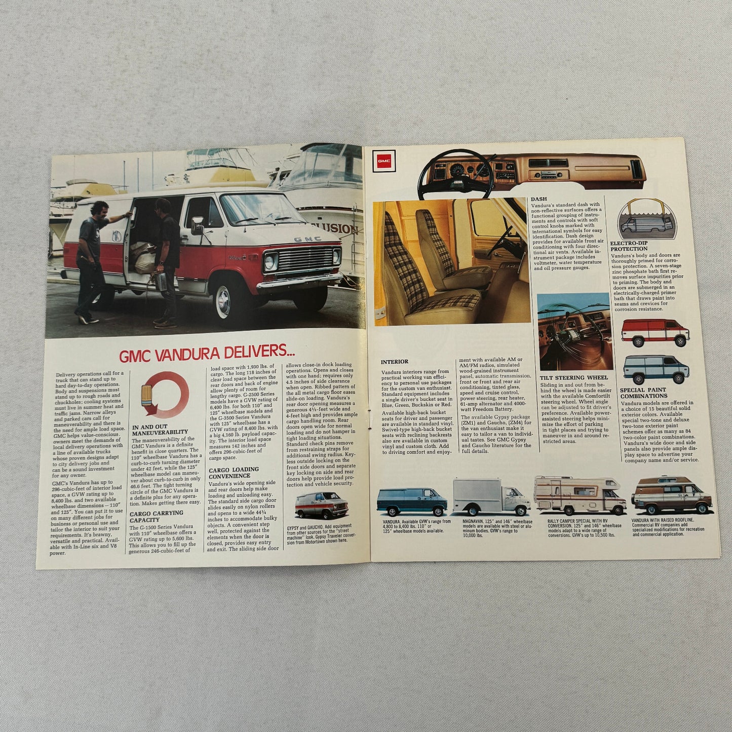 GMC Commercial Truck Van Brochure Vandura Magnavan Rally Camper Vintage Catalog