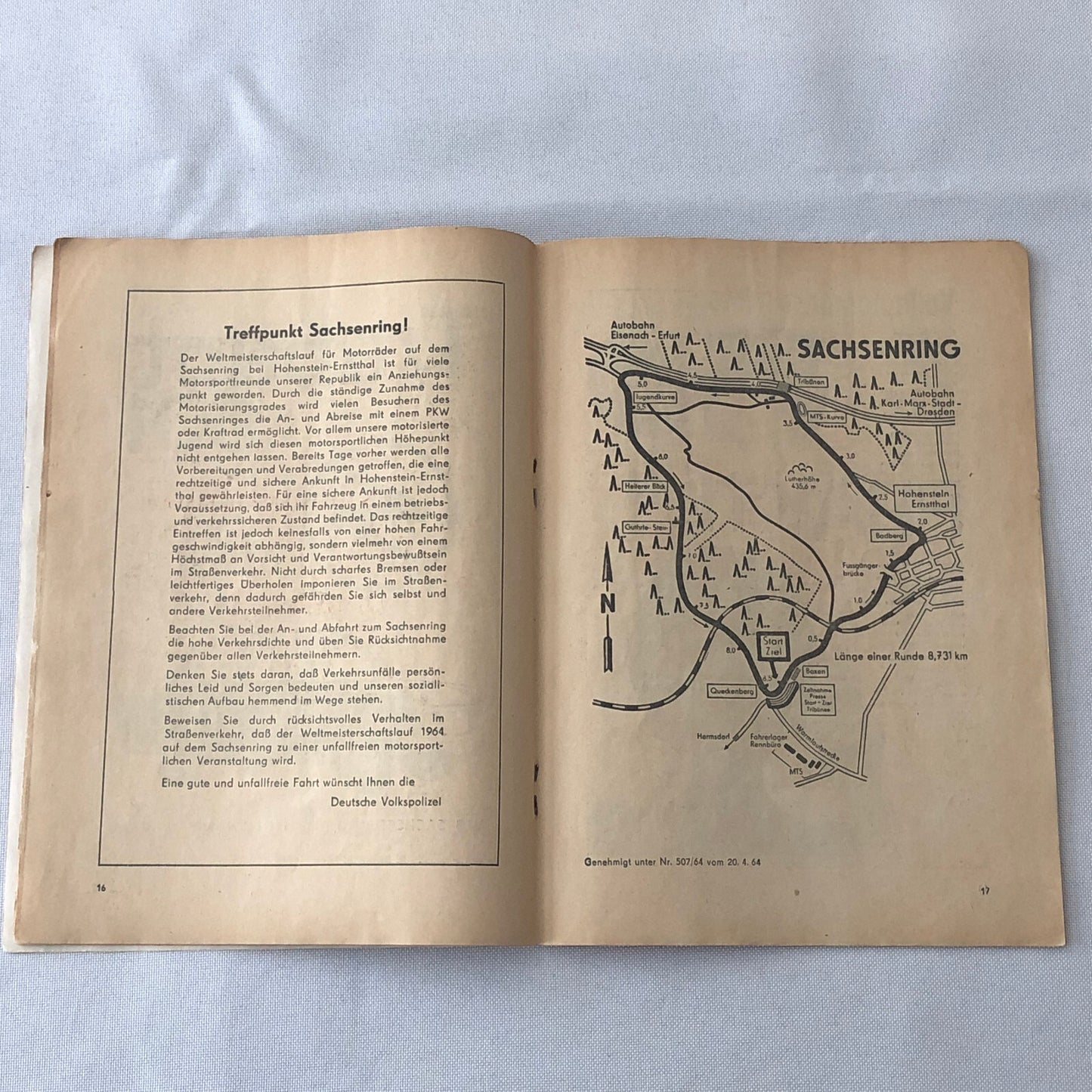 1964 Sachsenring Motorcycle Racing Grand Prix Race Program Book German