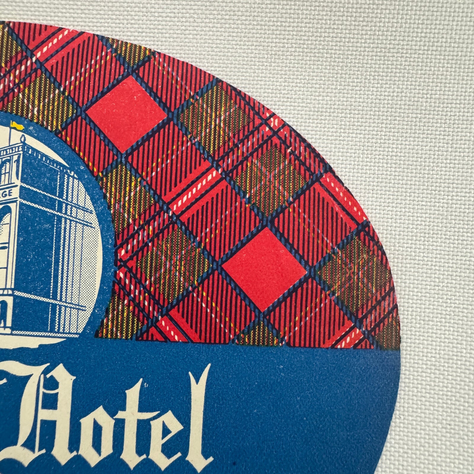 Vintage Travel Luggage Label The Geoge Hotel Edinburgh Scotland