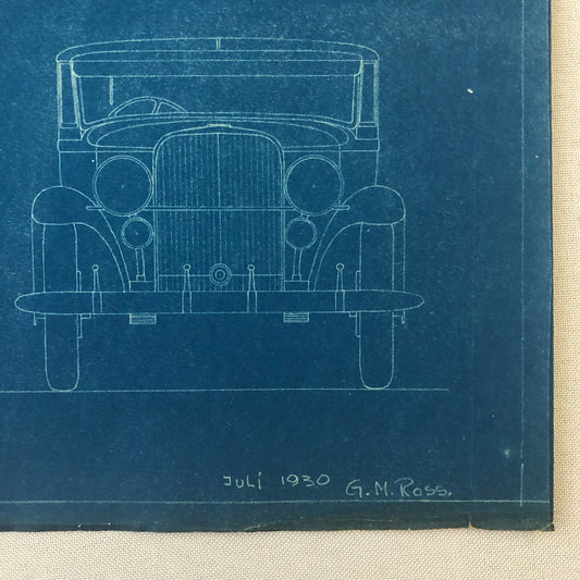 1930 Coachbuilder Car Design Blueprint Rendering Blue Print Cabriolet Body Style
