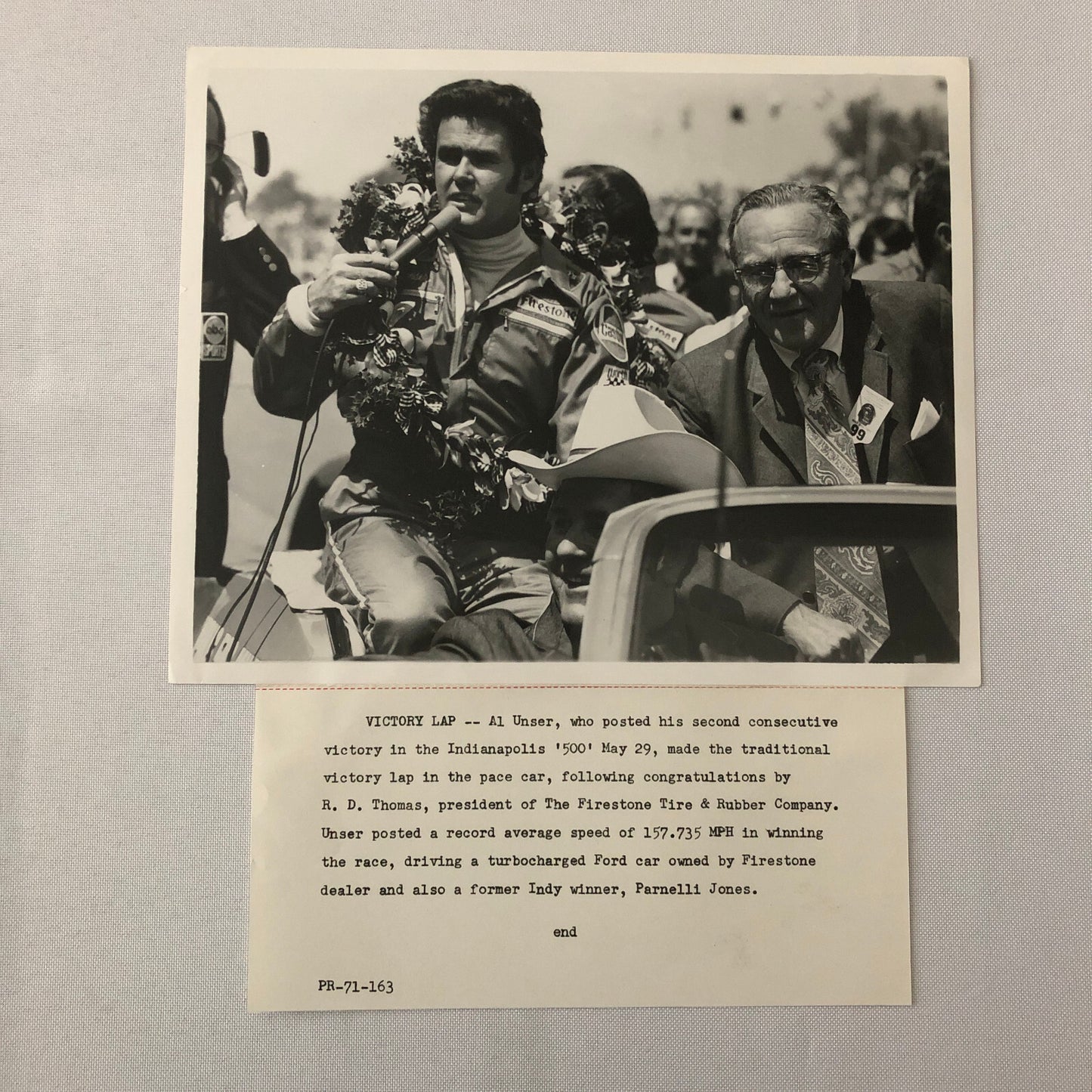 Indy Indianapolis 500 Racing Photo Photograph Al Unser Vintage 1971 ?