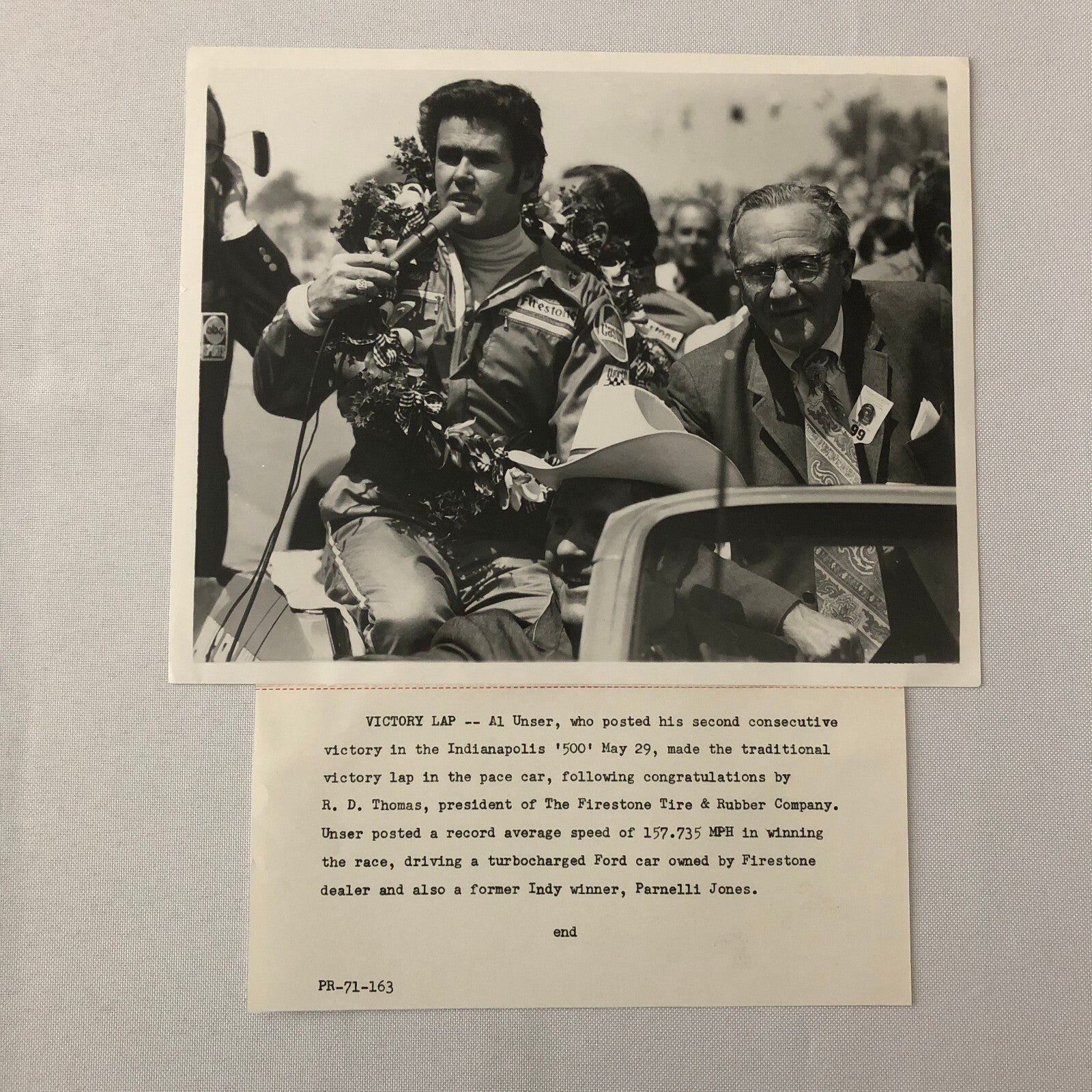 Indy Indianapolis 500 Racing Photo Photograph Al Unser Vintage 1971 ?