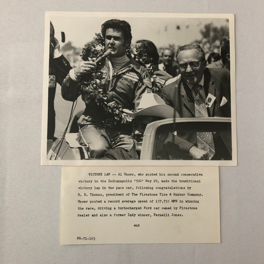 Indy Indianapolis 500 Racing Photo Photograph Al Unser Vintage 1971 ?