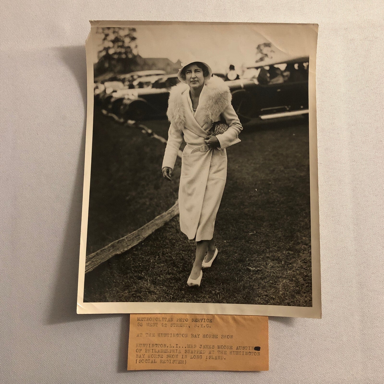 Press Photo Photograph Philadelphia Society Lady at Horse Show Long Island 1920s