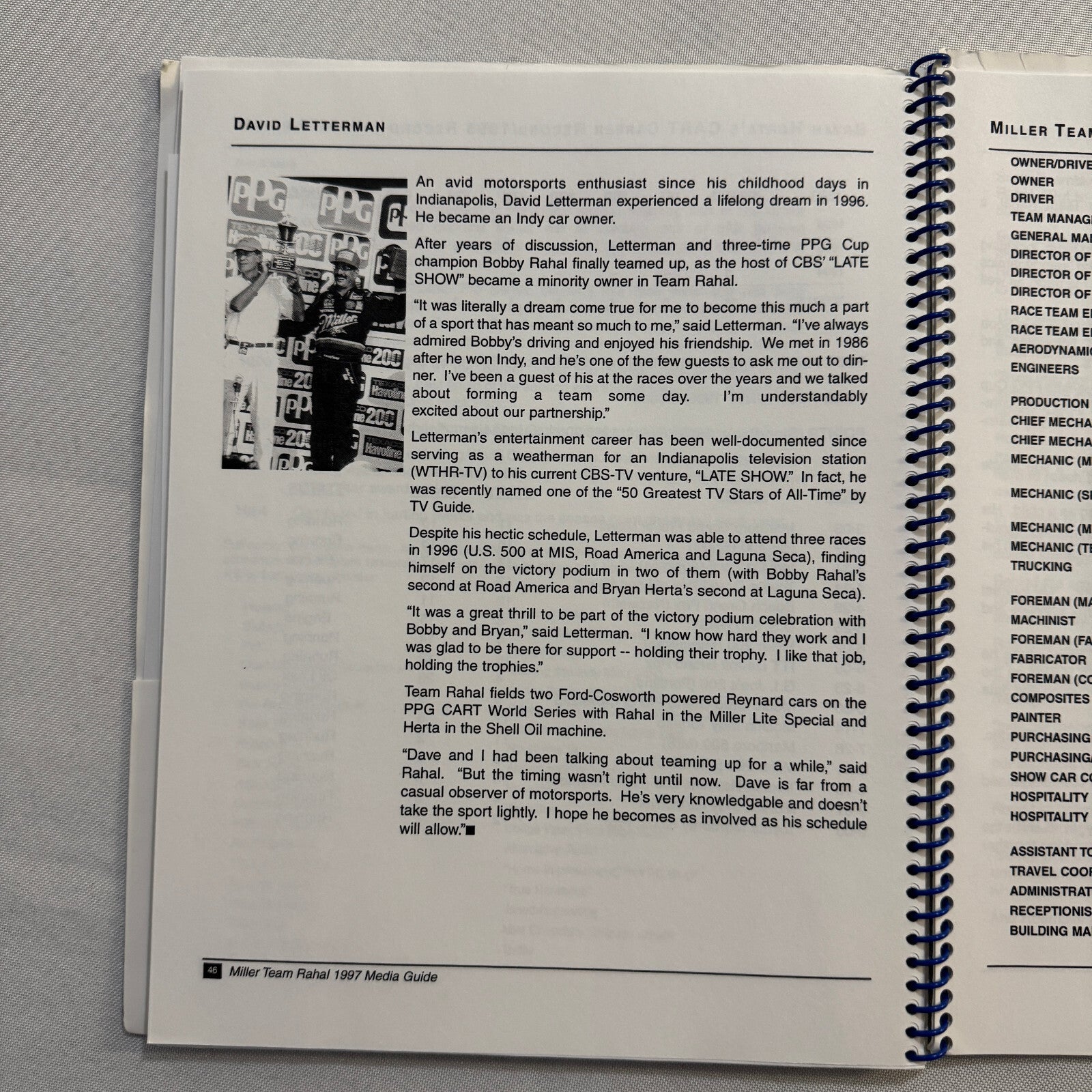 1997 CART Racing Bobby Rahal Miller Racing Press Kit Media Guide Bryan Herta +