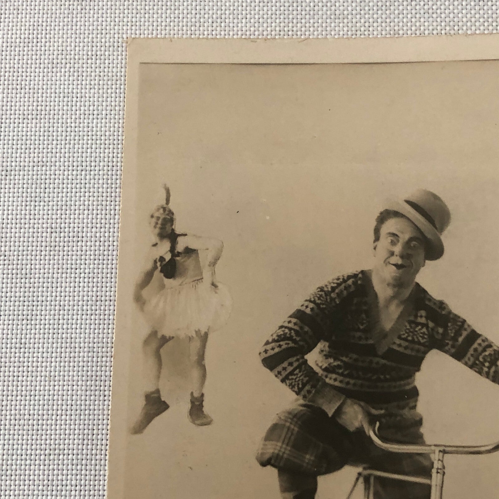 Circus Clown Performer Photo Photograph Print Bicycle Act European Vintage