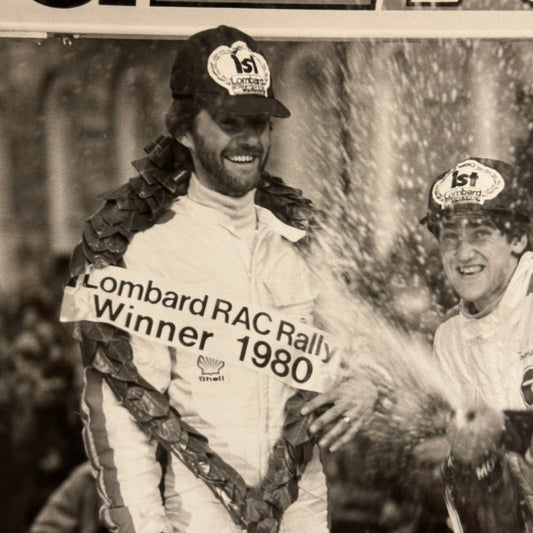 1980 RAC Rally Rallye Driver Racing Photo Photograph Champagne Victory