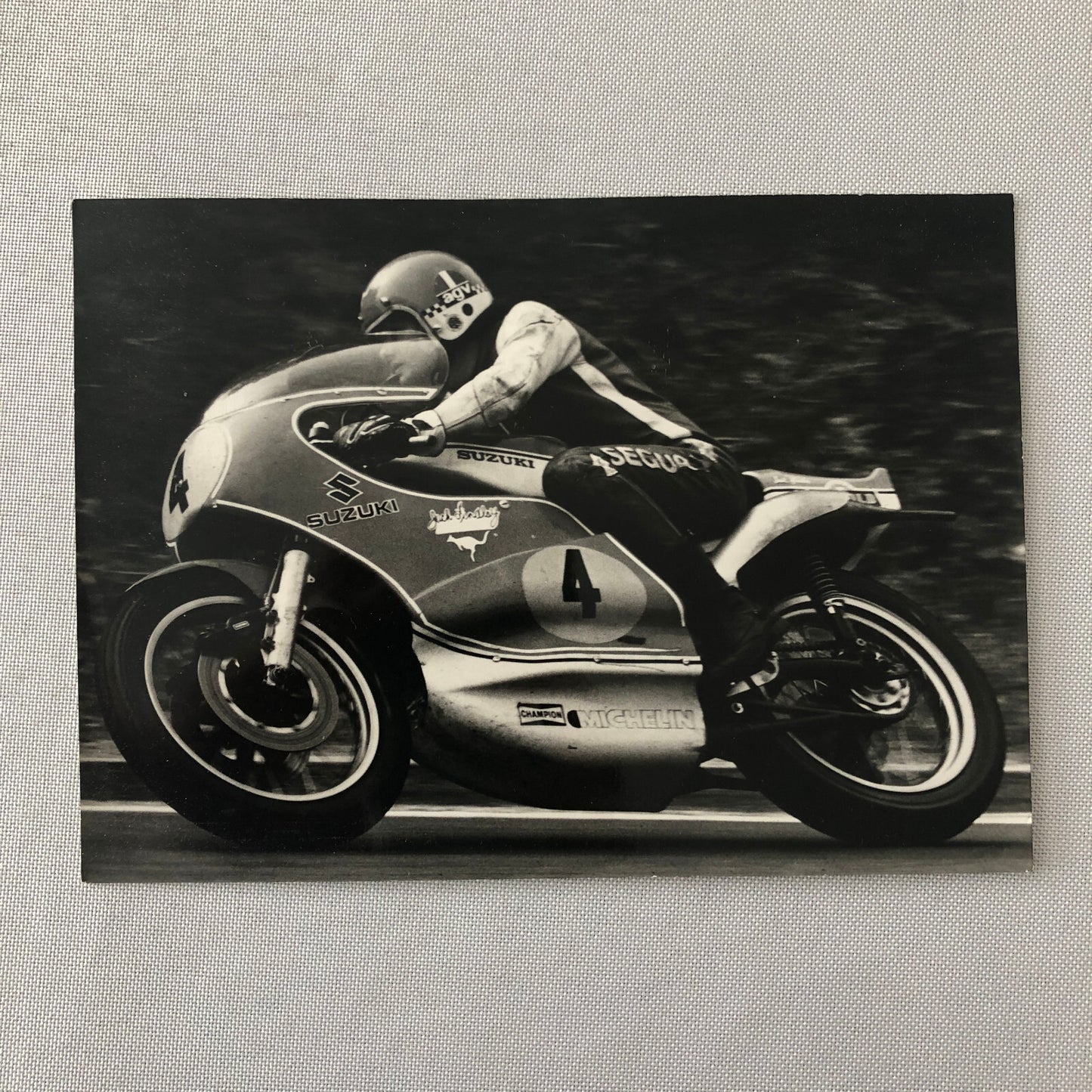 Vintage Motorcycle Racing Photo photograph Suzuki Race Bike Rider