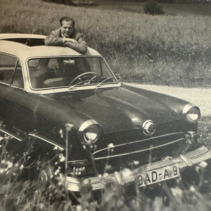 Vintage Photograph Man with Car Automobile Photo Print Unidentified