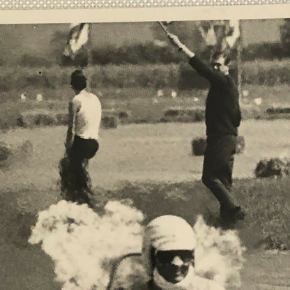 Vintage Racing Car Driver Photo Photograph Print - Car Fire ? 