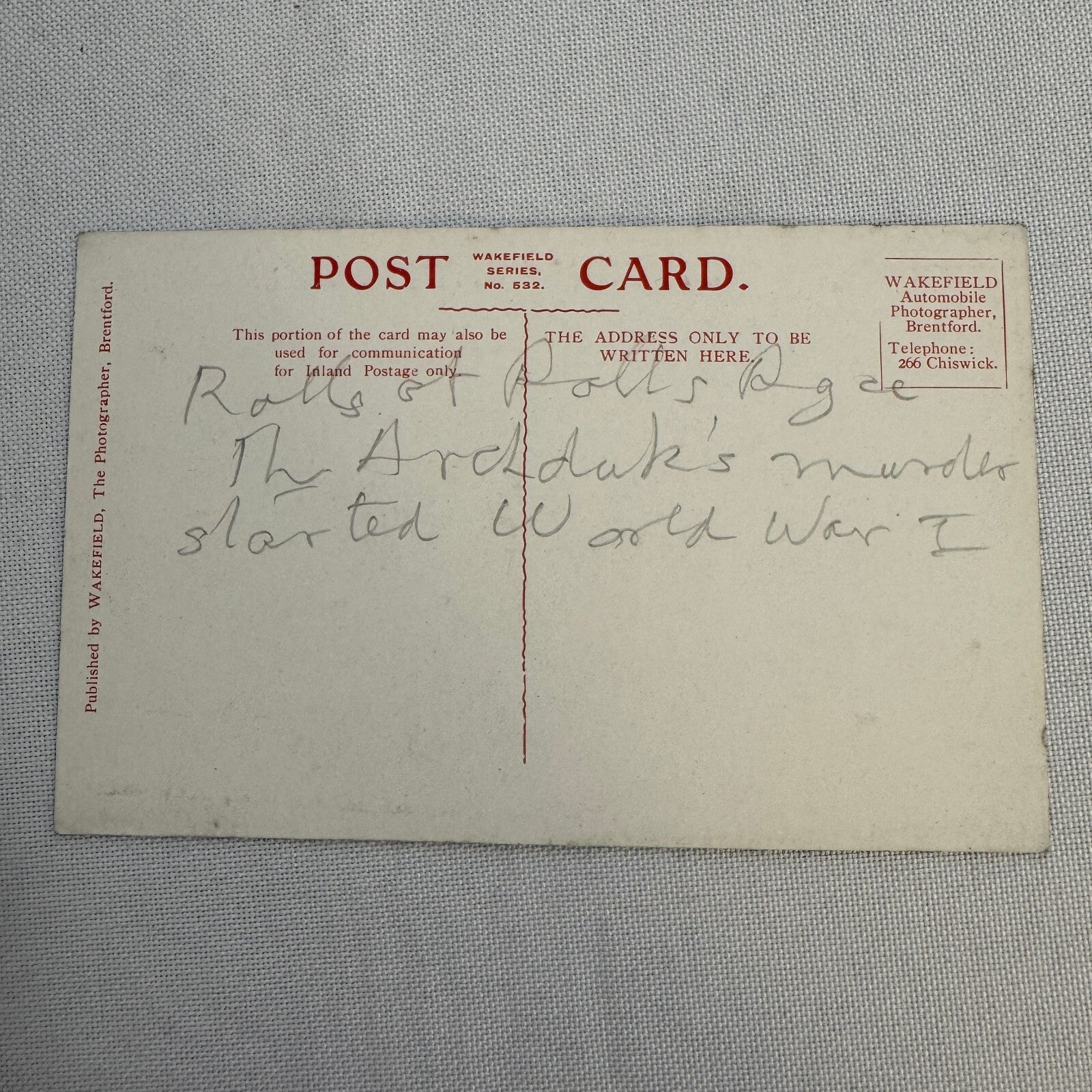 Prince of Wales ArchdukeFrederick of Austria Car Automobile Postcard Post Card