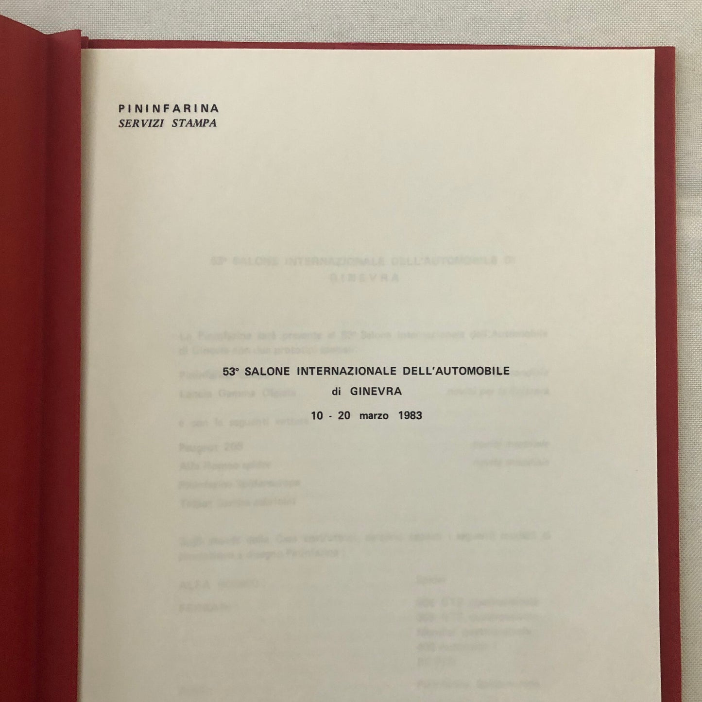 1983 Pininfarina Design Press Kit with Photos Alfa Romeo Spider Fiat Spider +