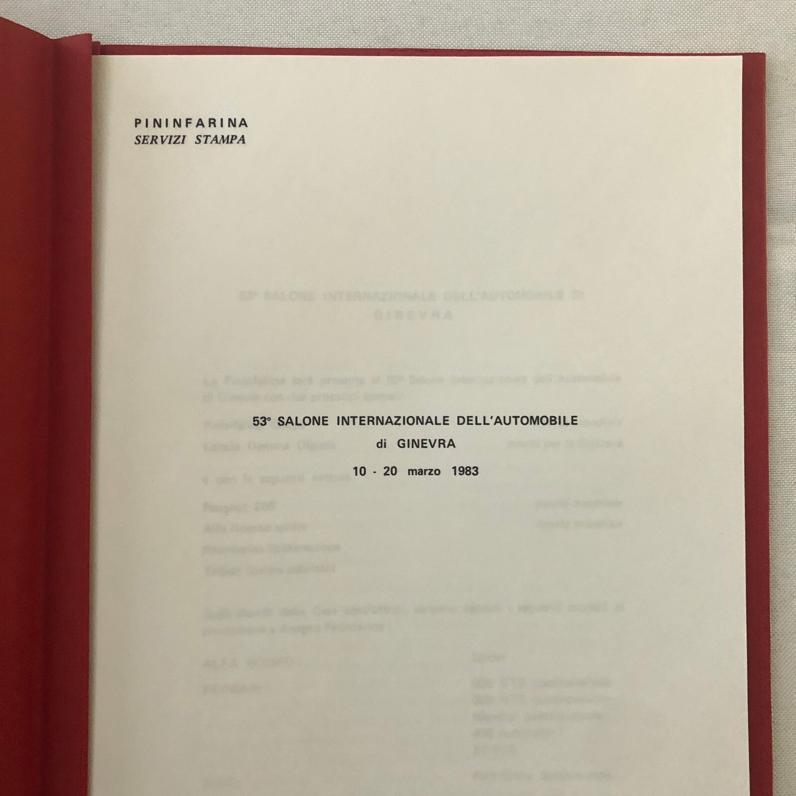 1983 Pininfarina Design Press Kit with Photos Alfa Romeo Spider Fiat Spider +