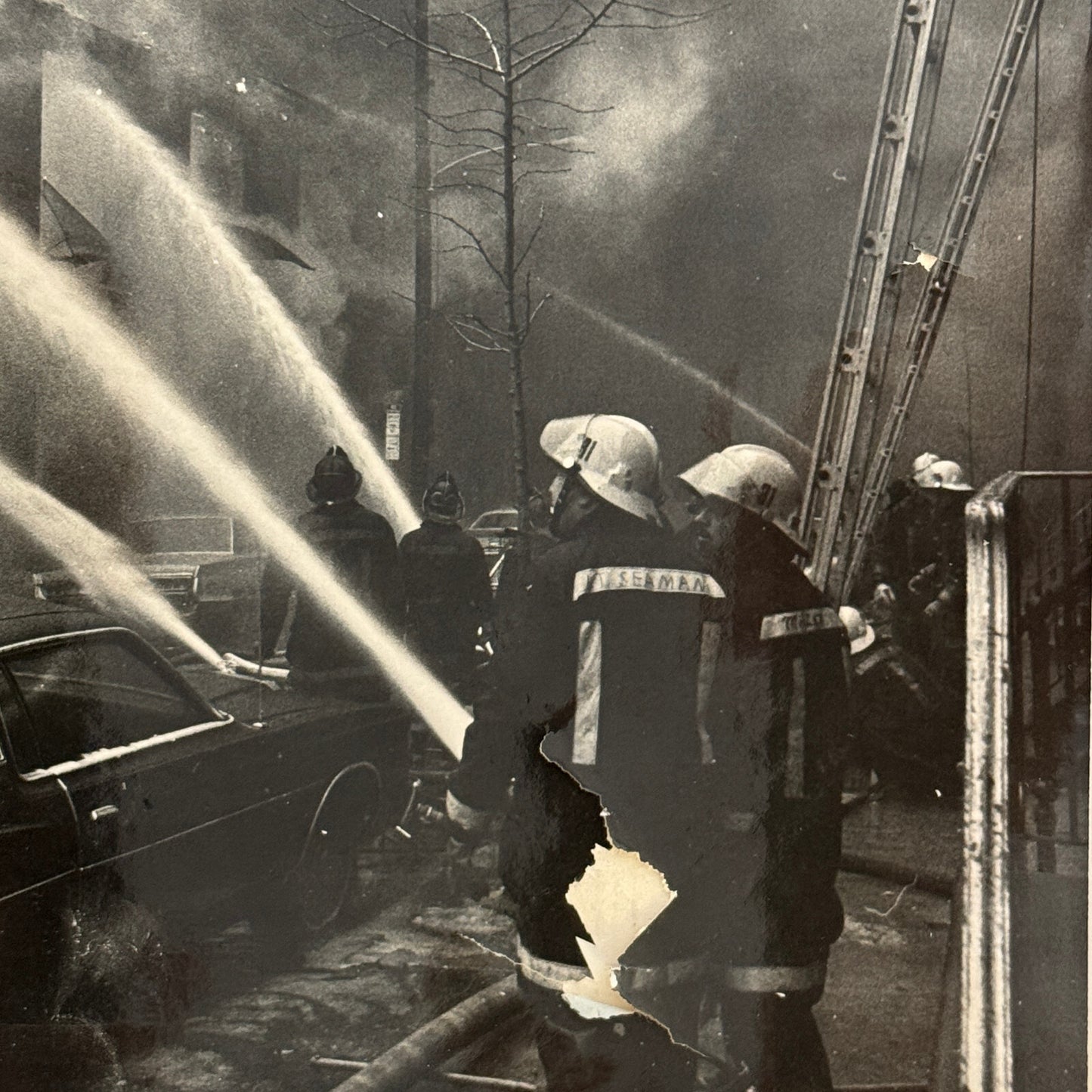 Firefighting Fire Fighter Fire Photo Photograph Print VIntage
