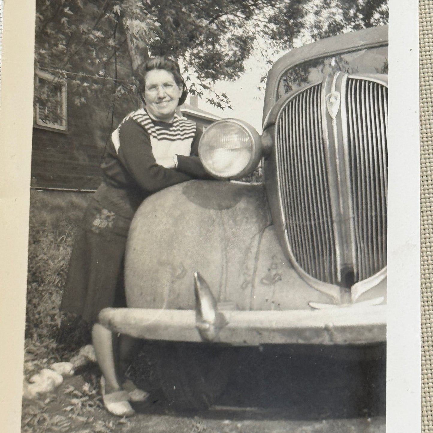 Vintage Photograph Photo Print Woman with Car Automobile