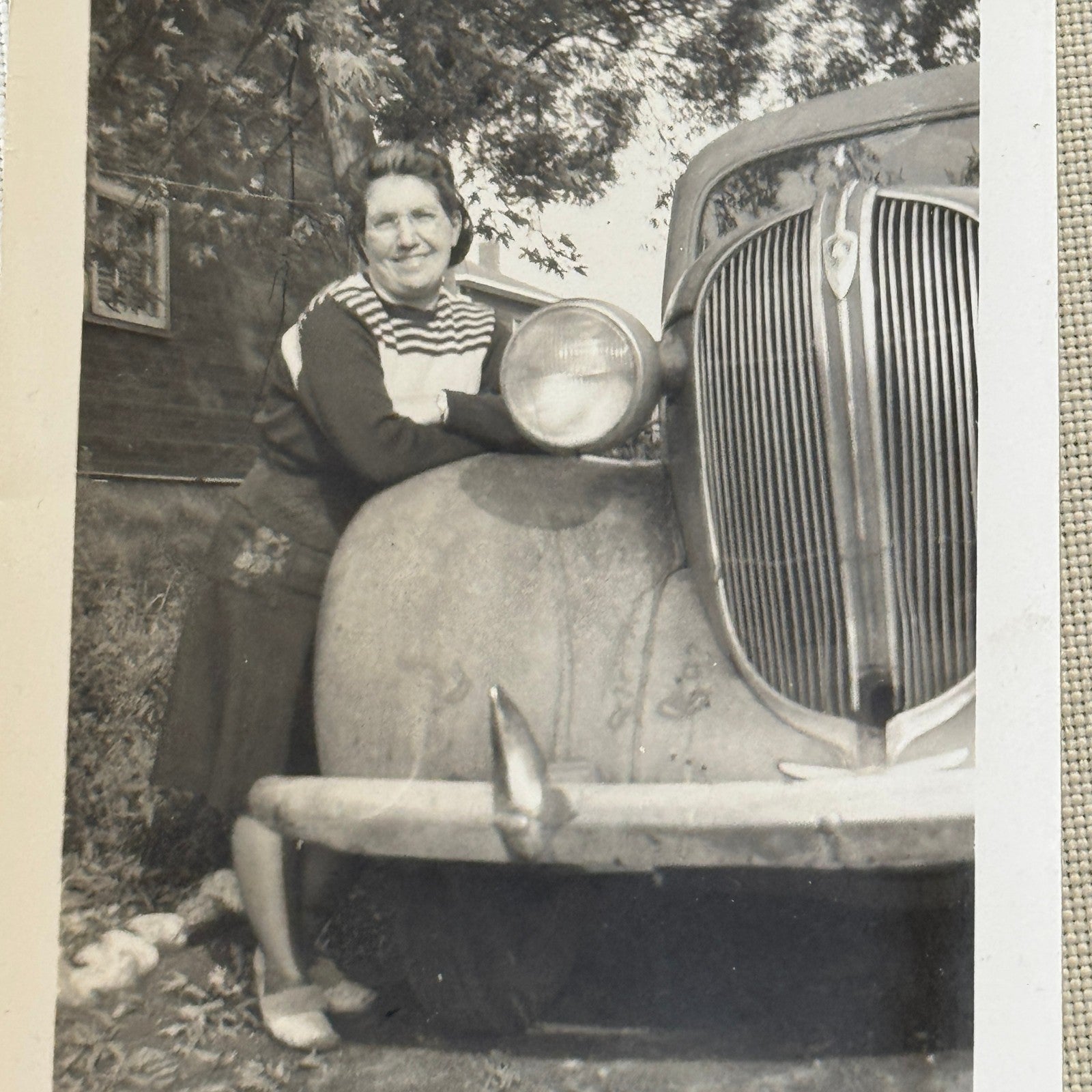 Vintage Photograph Photo Print Woman with Car Automobile