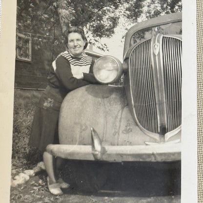 Vintage Photograph Photo Print Woman with Car Automobile