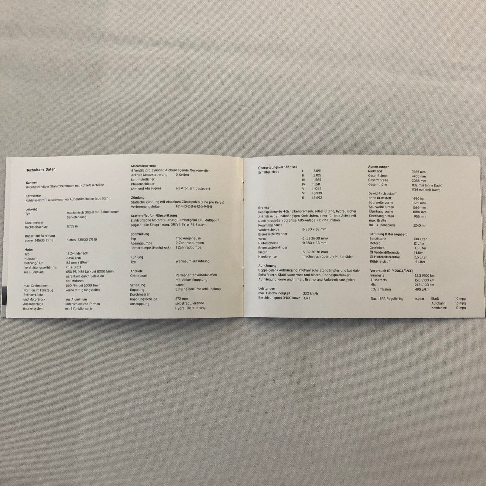 Lamborghini Reventon Roadster Press Kit Brochure CD GERMAN Text