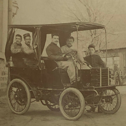 Antique Photo Photograph Print Men in Early Automobile Car Vehicle Italian ?