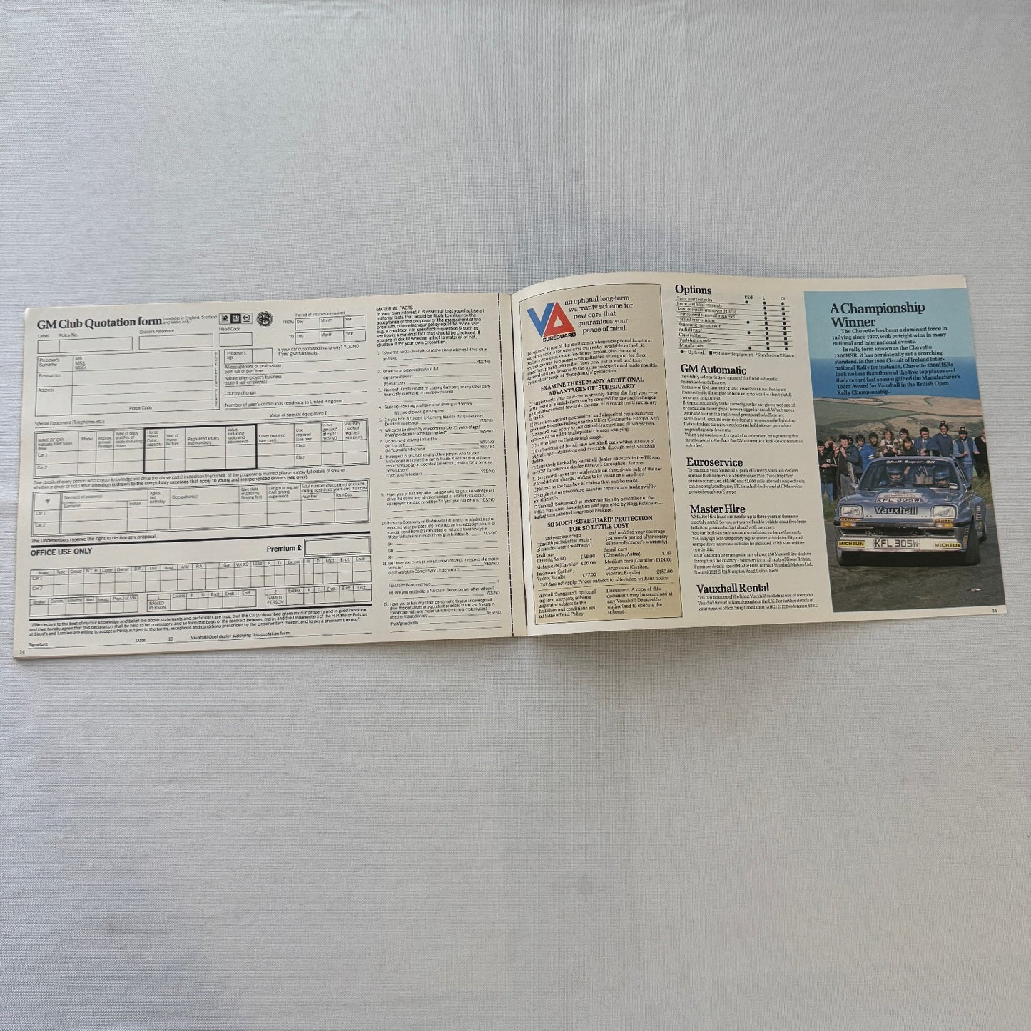 1982 Vauxhall Chevette Car Sales Brochure Catalog Advertising UK Market