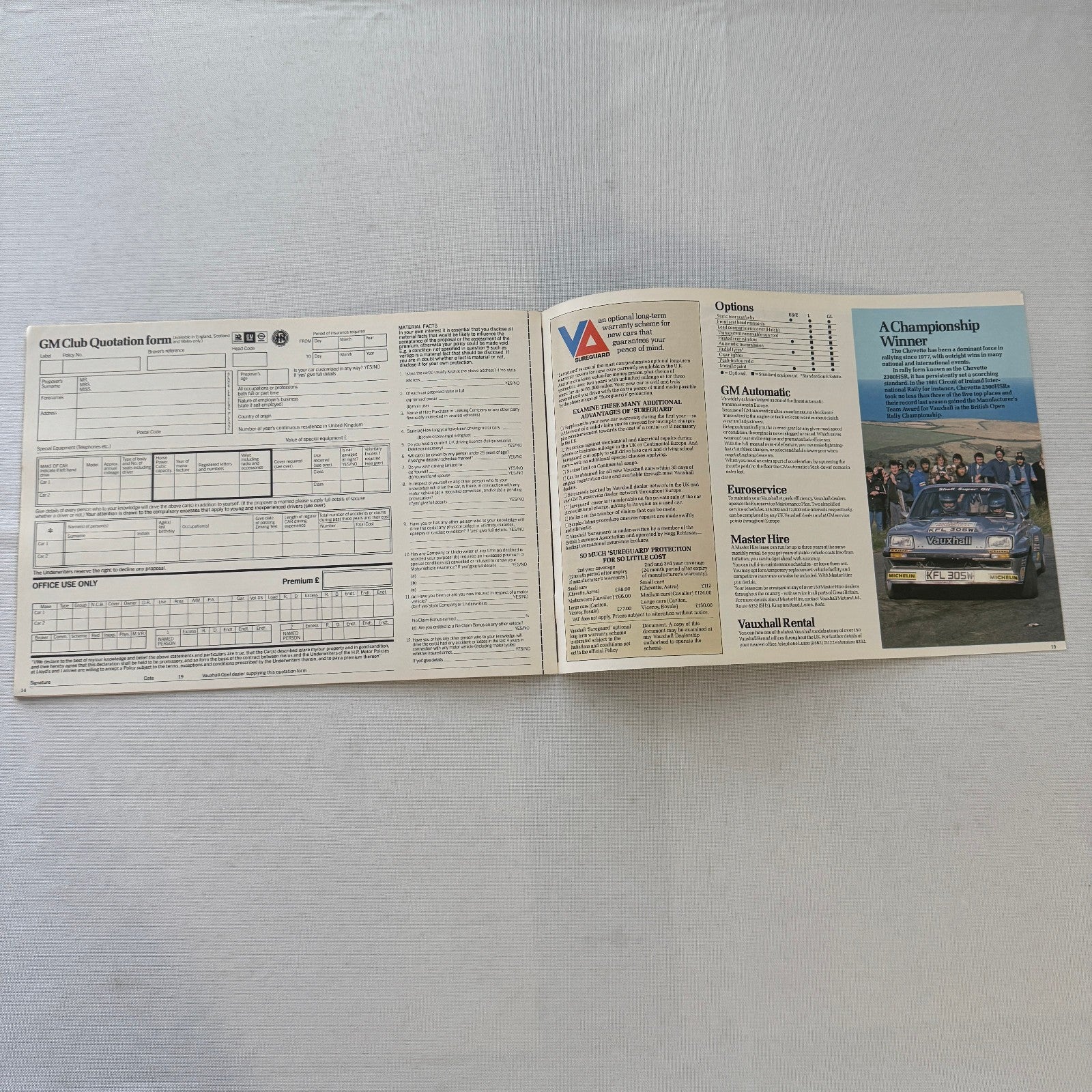 1982 Vauxhall Chevette Car Sales Brochure Catalog Advertising UK Market